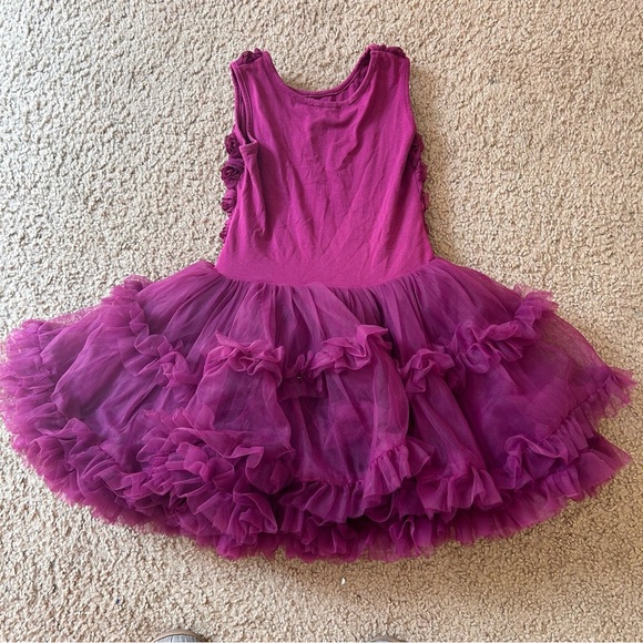Popatu | Adorable Burgundy Dress with Rosette Bodice and Tutu Skirt - Picture 5 of 7